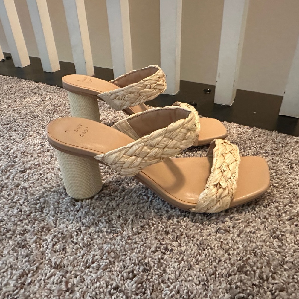 a new day Cream Sandals with Woven Strap Design